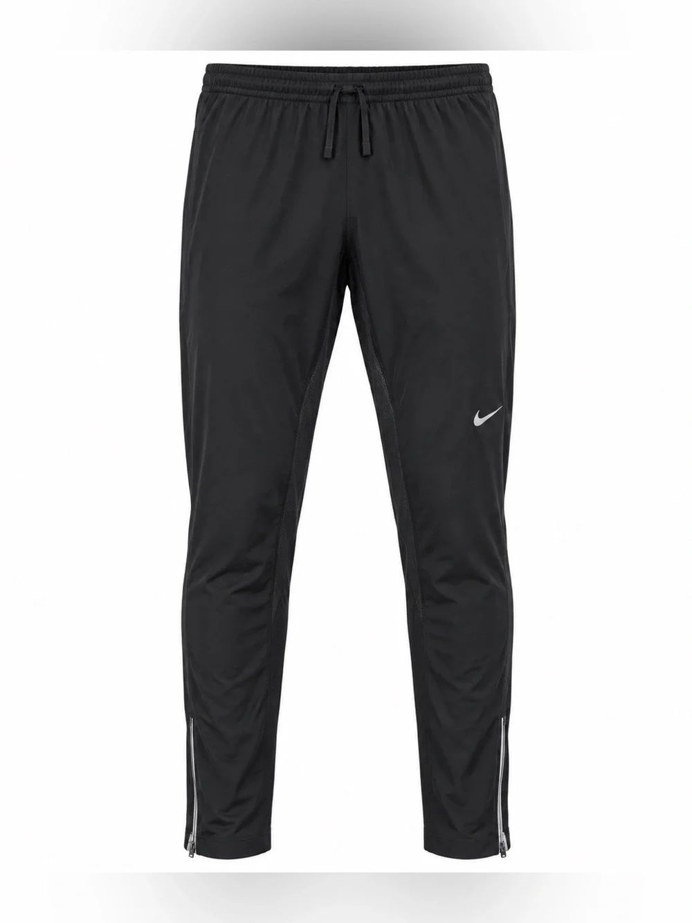 Nike Running Pants Mens M Long Black Ankle Zip Mesh Reflective Track Activewear